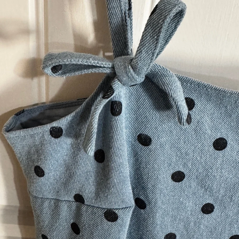 Avec Les Filles Polka Dot Denim Dress NWT Size Small - Picture 12 of 14